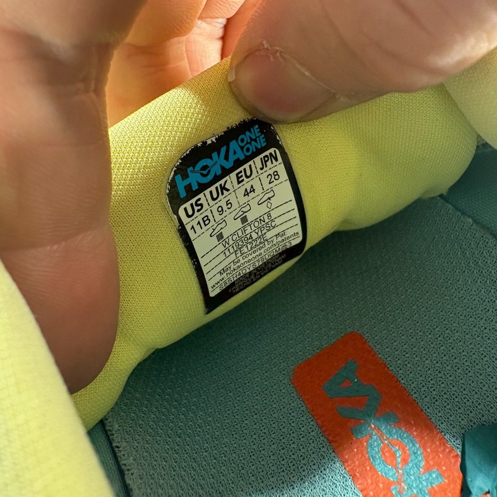 Hoka Clifton 8 Womens size 11 shoes Yellow Mesh Lace Up Cushioned running shoes - Picture 11 of 11